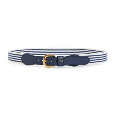 Valentino Garavani Valentino 35 White And Blue Cord Belt In Grey