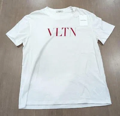 Pre-owned Valentino $395 Mens Authentic  Garavani Vltn T-shirt White/red Large