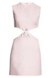 VALENTINO 3D FLOWER CUTOUT VIRGIN WOOL & SILK DRESS