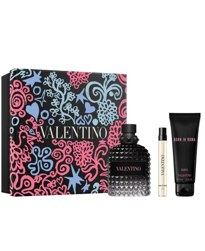 Valentino 3-pc. Uomo Born In Roma Eau De Toilette Spray & Shower Gel Father's Day Fragrance Gift Set In Black
