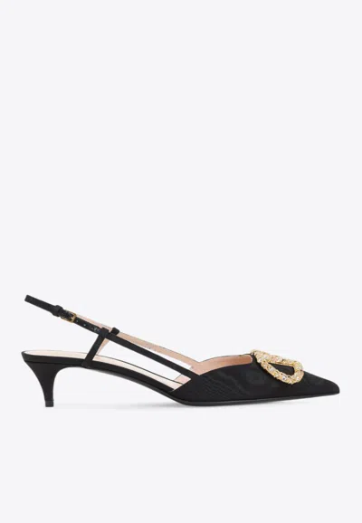 Valentino Garavani 40 Vlogo Slingback Pumps In Black