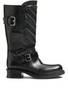 Valentino Garavani Rayons Biker Boot In Calfskin And Nappa Leather With Chevron Pattern 40mm Woman B In Black
