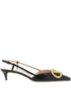 Valentino Crystal Buckle Pointed Toe Stiletto Pumps In Black
