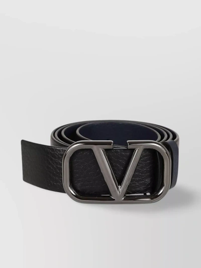 Valentino Garavani 40mm Reversible Vlogo Belt With Signature Buckle In Black