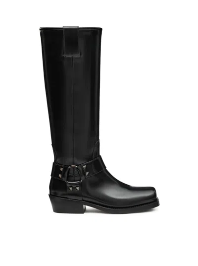 Valentino Garavani Rockstud Biker Boot In Black