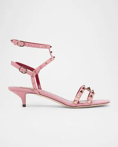 Valentino Garavani 40mm Rockstud Leather Sandals In Black