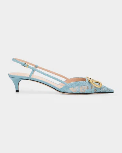 Valentino Garavani 40mm Vlogo Signature Lace Slingback Pumps