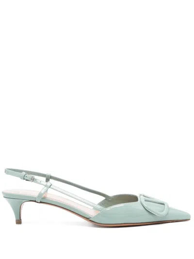 Valentino Garavani 40mm Vlogo Signature Slingback Pumps In Green