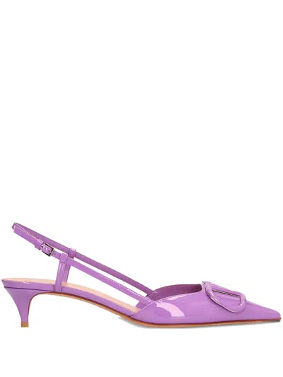 Valentino Garavani Vlogo Signature Patent Leather Slingback Pumps In Lila