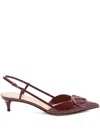Valentino 40mm Vlogo Slingback Pumps In Burgundy