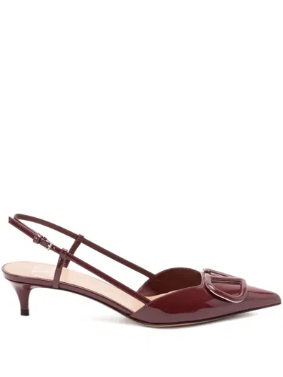 Valentino Garavani 40mm Vlogo Slingback Pumps In Burgundy