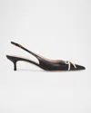 Valentino Black Pointed Slingback With Bow In Black