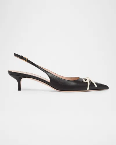 VALENTINO GARAVANI 45MM BEPOINTY PATENT LEATHER AND KIDSKIN SLINGBACK PUMPS