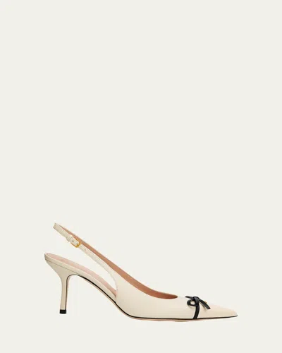 Valentino Garavani 45mm Bepointy Patent Leather And Kidskin Slingback Pumps In Neutral