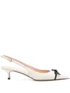 Valentino Bow Detail 45 Leather Slingback Pump In White