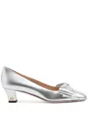 Valentino 45mm Bowow Leather Pumps In Silber