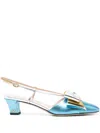 Valentino Bowow Leather Pumps In Blue