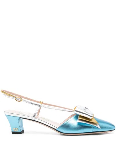 Valentino Garavani 45mm Bowow Pumps In Blue