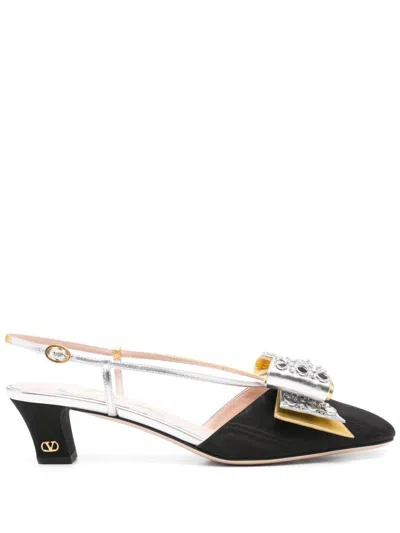 Valentino Garavani 45mm Bowow Slingback Pumps In Black