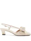 Valentino Bowow 45 Crystal Embellished Slingback Pumps In Neutrals