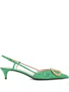 Valentino 45mm Crystal-embellishment Slingback Pumps In Green