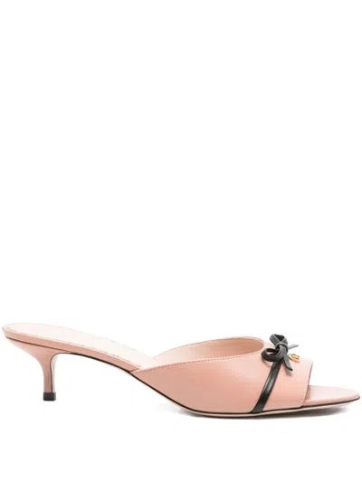 Valentino Garavani 45mm Leather Heeled Mules In Neutral