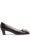 Valentino 45mm Preshoes Embellished Pumps In Black