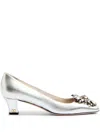 Valentino 45mm Preshoes Embellished Pumps In Silver