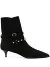 Valentino 40mm Rockstud Suede Ankle Boots In Black