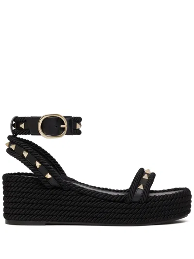 VALENTINO GARAVANI 45MM ROCKSTUD FLATFORM SANDALS