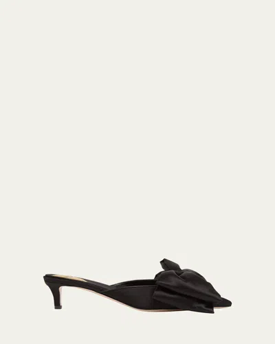 Valentino Garavani 45mm Yolande Satin Bow Mule Pumps In Black