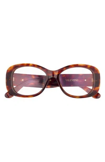 Valentino Garavani Valentino 46mm Oval Optical Glasses In Brown
