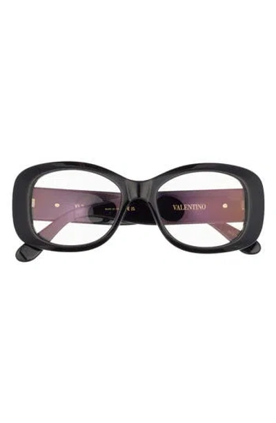 Valentino Garavani Valentino 46mm Oval Optical Glasses In Black