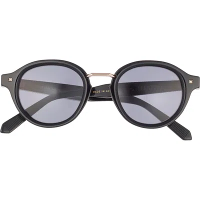 Valentino 46mm Round Sunglasses In Black