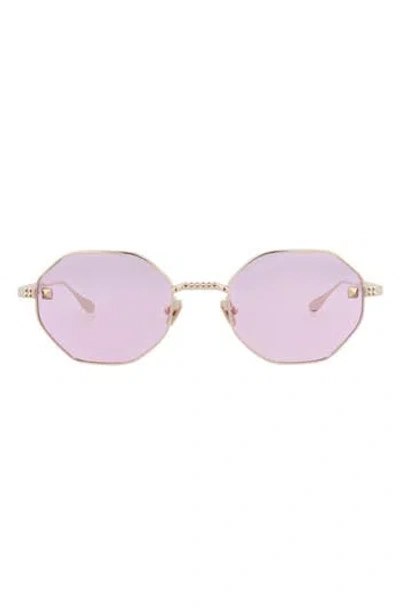 Valentino 50mm Geometric Sunglasses In Gold