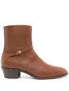 Valentino Pat Ankle Boot In Kidskin In Brown