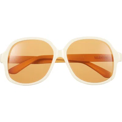 Valentino 50mm Polarized Round Sunglasses In Yellow