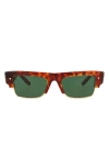 Valentino 52mm Rectangular Sunglasses In Tortoise Tortoise Green