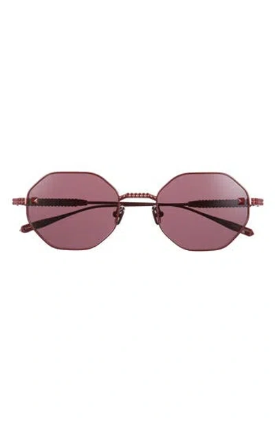 Valentino 52mm Round Sunglasses In Burgundy