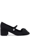 Valentino Mary Jane Block Heel Square Toe In Schwarz