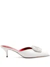 Valentino 55mm Drip Rose Leather Mules In White