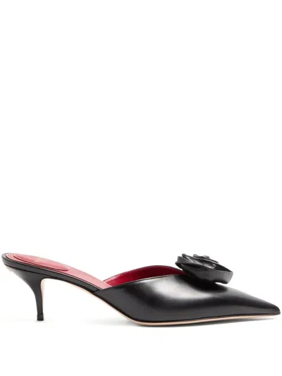 Valentino Garavani Spitze Drip Rose Mules 55mm In Black