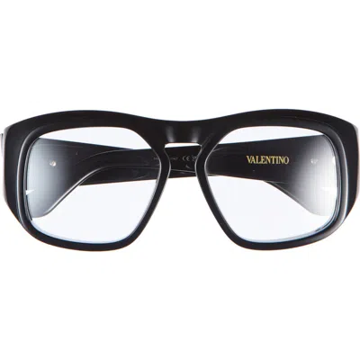 Valentino Garavani Valentino 55mm Novelty Optical Frames In Black Black Transparent
