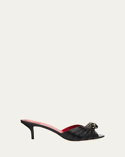 Valentino Garavani 55mm Pas De Chat Leather Mules In Black