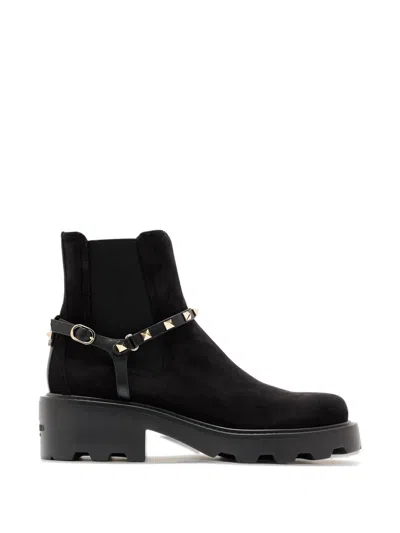 Valentino Garavani 55mm Rockstud Boots In Black