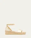 Valentino 55mm Rockstud Metallic Leather Wedge Espadrille Sandals In Metallic