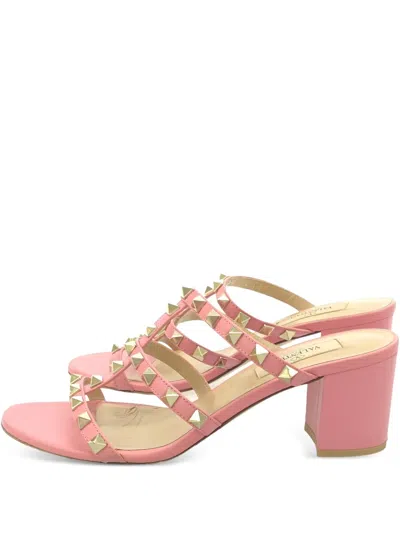 Pre-owned Valentino Garavani 55mm Rockstud Sandals In Pink