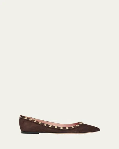 Valentino Garavani 5mm Rockstud Suede Ballerina Flats In Multi