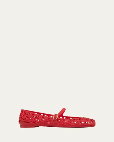 Valentino Garavani Ondette Vlogo Signature Cutout Ballet Flats In Red