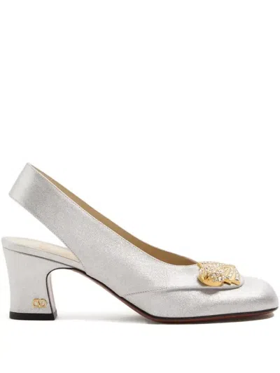 VALENTINO GARAVANI 60MM ADAMANTINE PUMPS - WOMEN'S - COTTON/SILK/CALF LEATHER/GLITTER